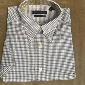 New Henry Jacobson 100% cotton lavender checked short sleeve sport shirt